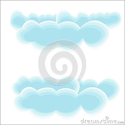 Light air clouds. Blue cartoon clouds fly in the clear sky. Suitable for children s fairy tales. Vector illustration Cartoon Illustration