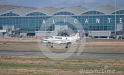 A Light Aircraft Arrives At Alicante Airport Editorial Stock Photo