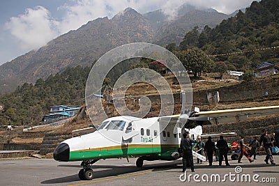 Light aircraft at Lukla Airport, Nepal Editorial Stock Photo