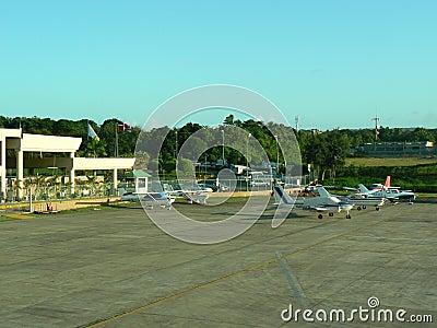 Light aircraft on Puerto Plata airport Editorial Stock Photo