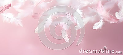 Light airy delicate feathers on a pale background Stock Photo