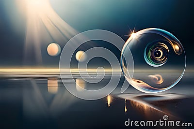 Light airy transparent soap bubbles fly. Stock Photo