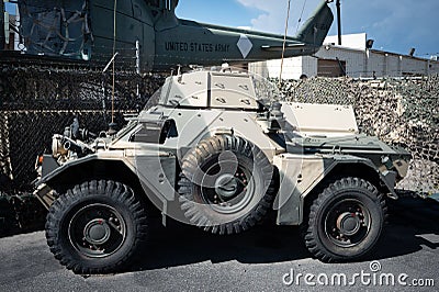 light armored military vehicle, it is a Daimler Motor Company Ferret Scout Editorial Stock Photo