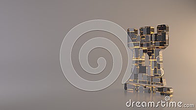 light background 3d rendering symbol of chess rook icon Stock Photo