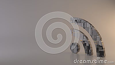 light background 3d rendering symbol of rss icon Stock Photo