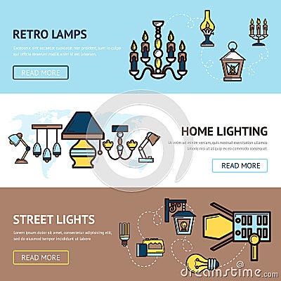 Light Banners Set Vector Illustration