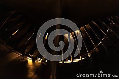 Aircraft engine from behind with few light Stock Photo