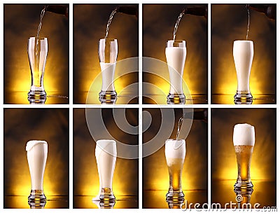 Light beer pouring Stock Photo