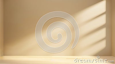 Light beige studio wall background for product presentation. Empty room with a light on the wall from the window Stock Photo