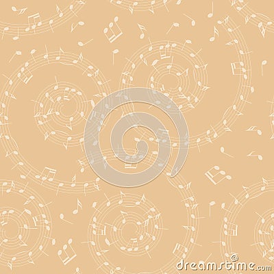 Beige vector background with spiral - music seamless pattern Vector Illustration