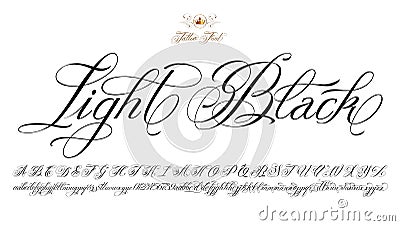 Light Black Tattoo Font Vector Illustration