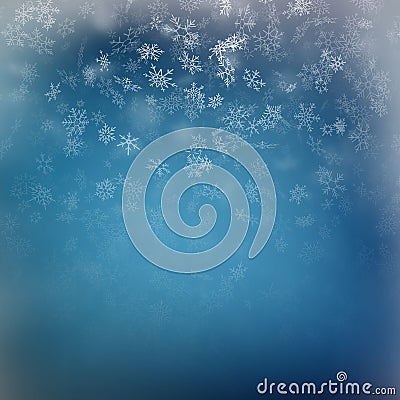 Light blue abstract Christmas background with white snowflakes. EPS 10 Vector Illustration