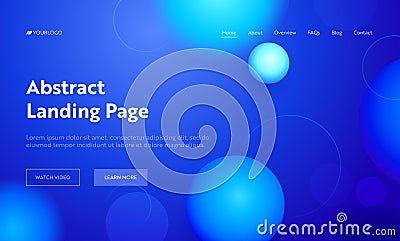 Light Blue Abstract Geometric Circle Shape Landing Page Background. Colorful Design Gradient Style Pattern Vector Illustration