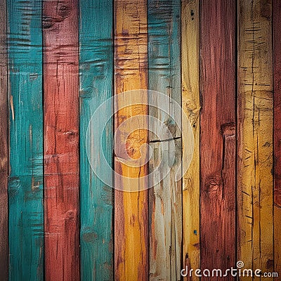 old painted wood in a variety of colors Stock Photo
