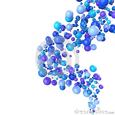 Light blue balls wavy vertical flow Stock Photo