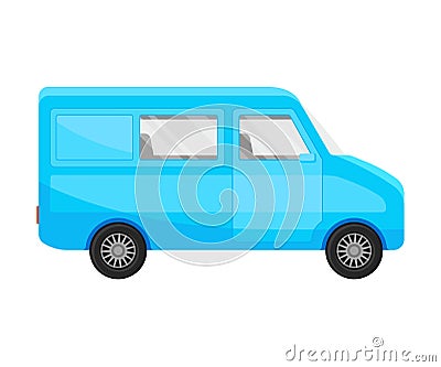 Light blue combi minivan. Vector illustration on a white background. Vector Illustration