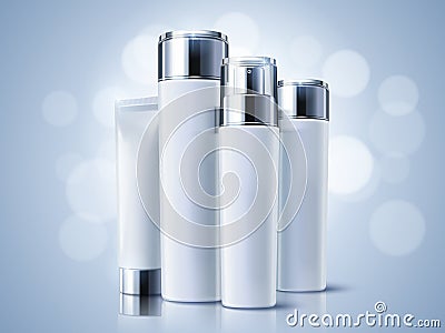 Light blue cosmetic containers Vector Illustration