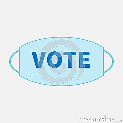 Light blue face mask for voting with text VOTE Stock Photo