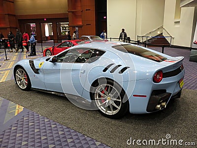 Light Blue Ferrari Sports Car Editorial Stock Photo