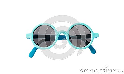 Light blue frame sunglasses isolated on white background, top view Stock Photo