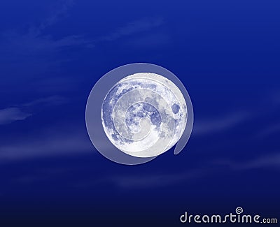 Light Blue Full Moon Night Stock Photo