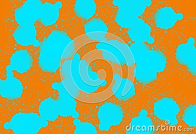 Light blue graffiti circles on orange background Stock Photo