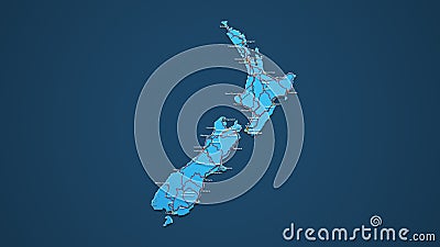 Download Light Blue Map Of New Zealand With Cities, Roads And ...