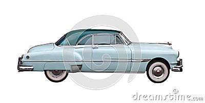 Light blue retro car isolated Stock Photo