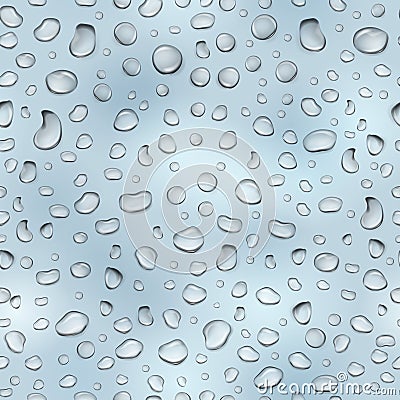 Light blue seamless pattern of water drops Vector Illustration