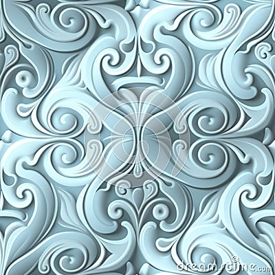 Light blue seamless symmetric patterned background tile Stock Photo