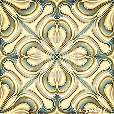Light blue and yellow seamless symmetric patterned background tile Stock Photo