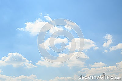 Light blue sky with fluffy clouds Ether background Stock Photo