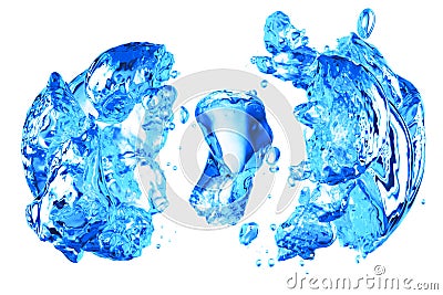 light blue transparent water wave surface with splash bubble on water white Stock Photo