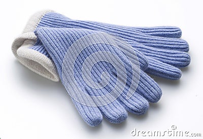 Light blue woolen gloves Stock Photo