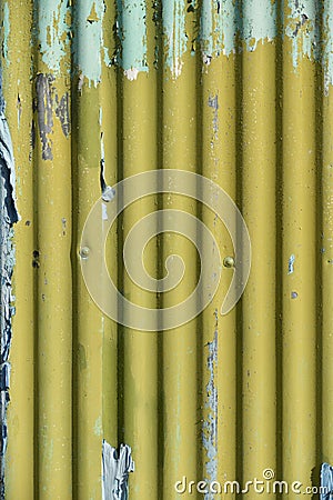 Light blue and yellow paint with scratch on the galvanized iron Stock Photo