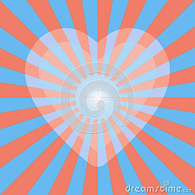 Light blur heart on sunburst background Vector Illustration