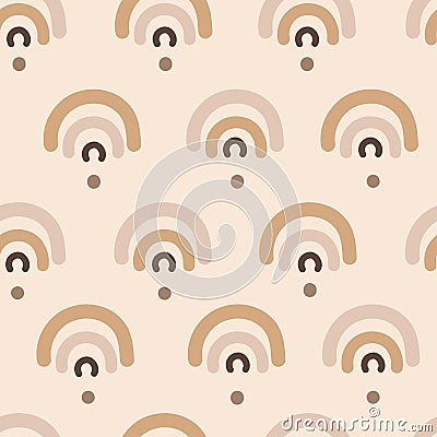 Light boho seamless pattern with arches. Vector background in modern bohemian style.Boho rainbows Vector Illustration