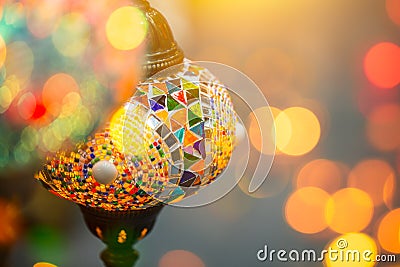 Light bokeh with Turkey lamp. Stock Photo