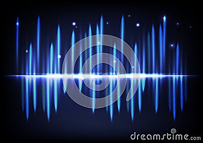 Light bright glowing effect abstract background music volume equalizer futuristic blue technology vector illustration Vector Illustration