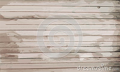 Light brown natural wood texture. The horizontal arrangement of the boards. Old shabby wood. Vector Illustration