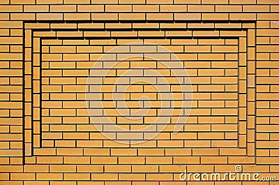Light brown rectangular concave brick wall background Stock Photo