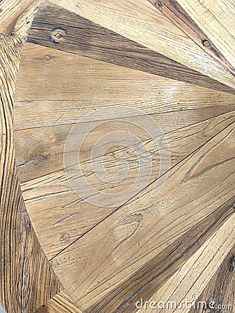 Light brown wood marquetry marquetry in sunburst pattern Stock Photo