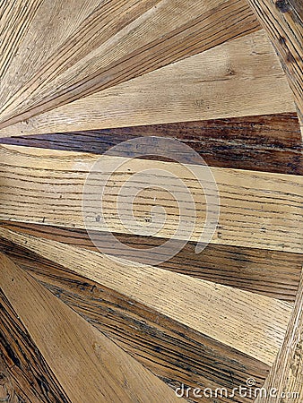 Light brown wood marquetry marquetry in sunburst pattern Stock Photo