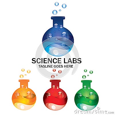 Science Beaker Lab Logo Medical Health Chemical Industry Vector Illustration