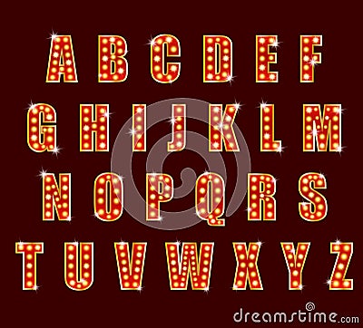 Light Bulb alphabet glamorous showtime theater alphabet Vector Illustration