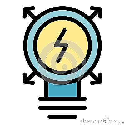 Light bulb with arrows pointing to center representing brainstorming session Vector Illustration
