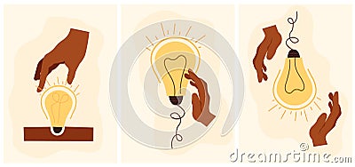 A light bulb as a symbol of creating a brilliant business idea, finding solutions, understanding. Light bulb in human Vector Illustration
