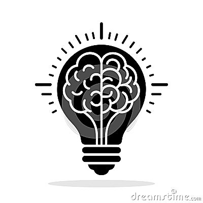 Light bulb and brain icon. Creativity symbol. Innovation symbol Vector Illustration