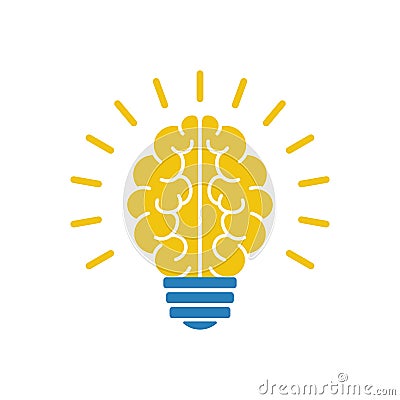 Light bulb brain icon, vector illustration Vector Illustration