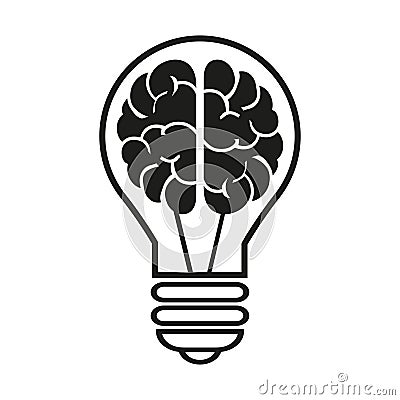 Light bulb with a brain icon. Vector illustration eps10 Vector Illustration